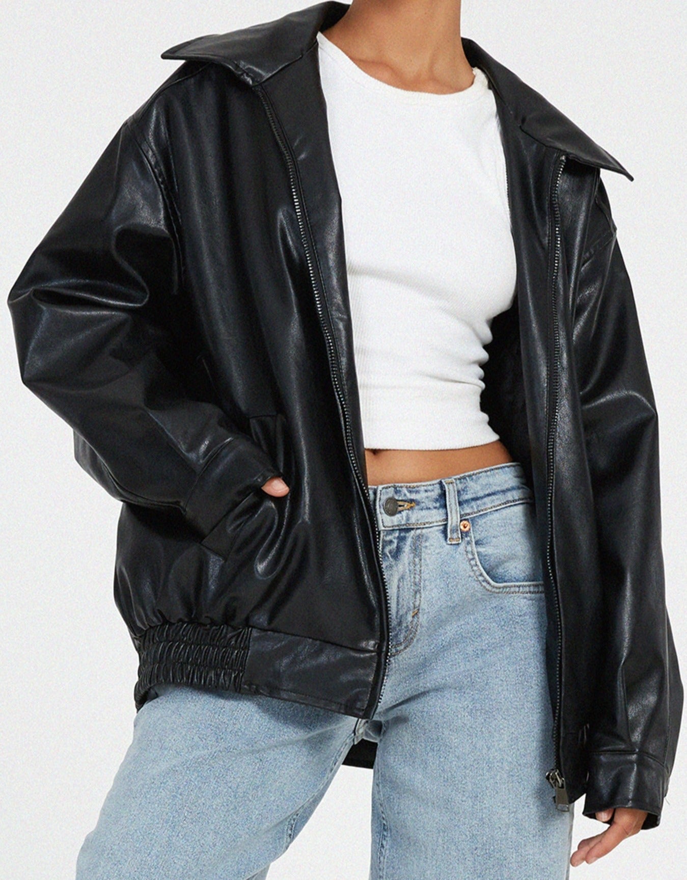 Women's Oversized Faux Leather Jacket | Edgy Style with Effortless Cool