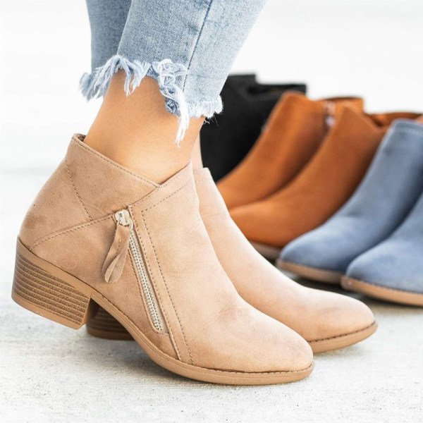 Belezza Leather Ankle Boots with Zipper and Heel for Women | Perfect for Casual Days