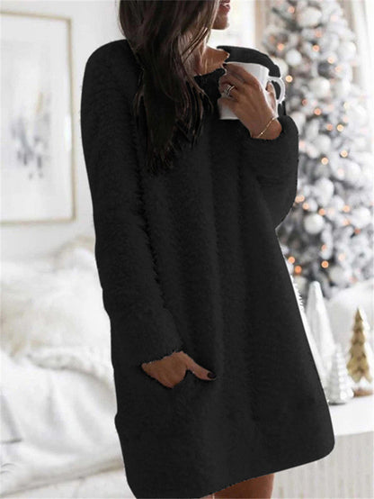 Belezza colour round neckline warm dress