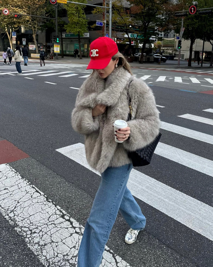 Ladies Luxury Faux Fur Jacket | Soft Fluffy Winter Coat