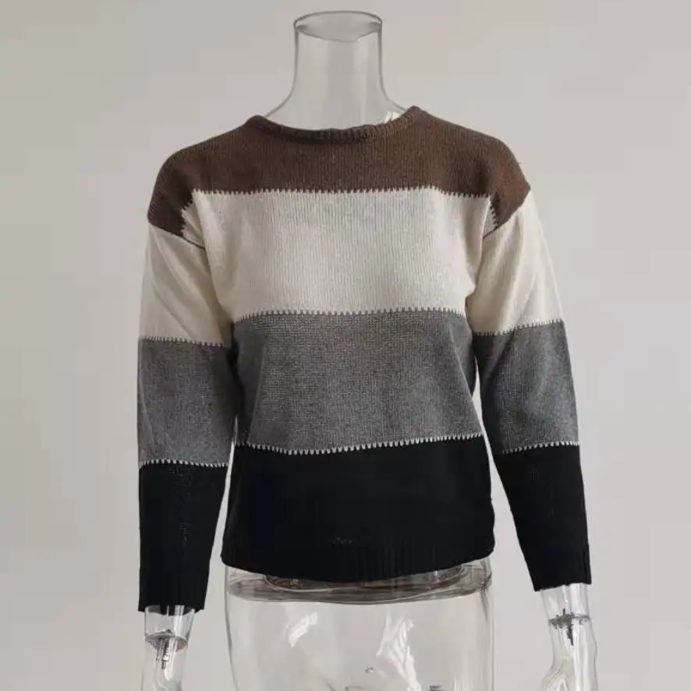 Belezza Knitted Women's Sweater, Colour Block Design