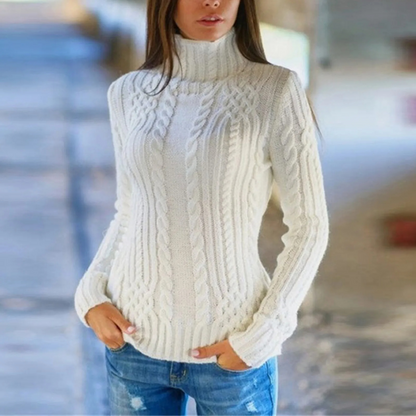 Belezza Sweater | Cable Knit Turtleneck Sweater for Women