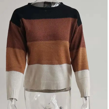 Belezza Knitted Women's Sweater, Colour Block Design