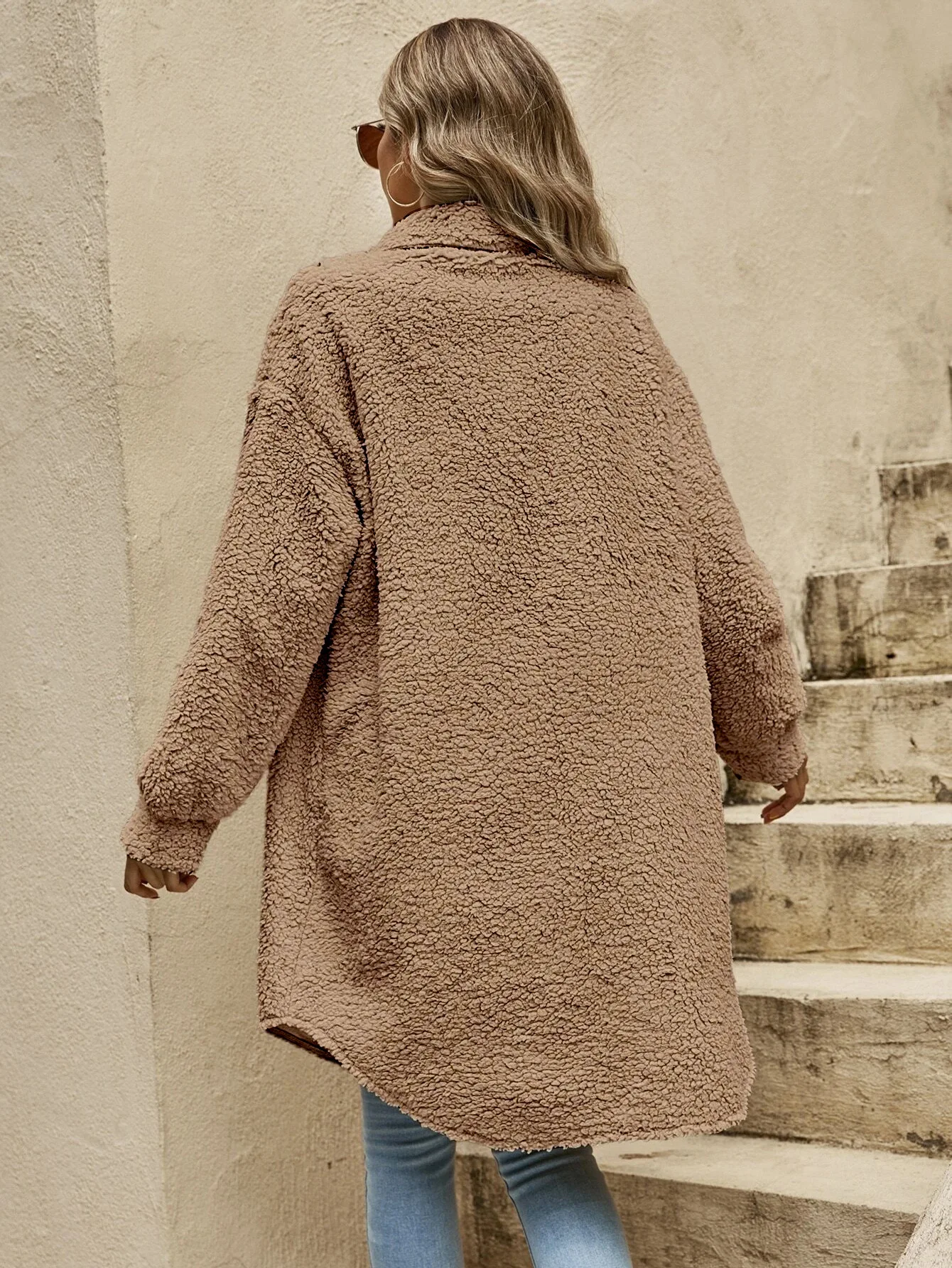 Women's Oversized Teddy Jacket | Casual Long