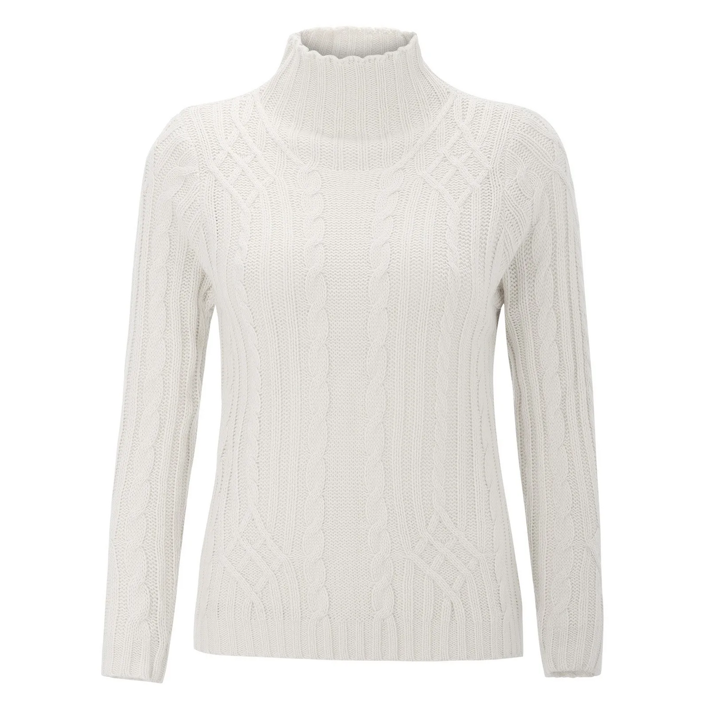 Belezza Sweater | Cable Knit Turtleneck Sweater for Women