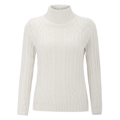 Belezza Sweater | Cable Knit Turtleneck Sweater for Women