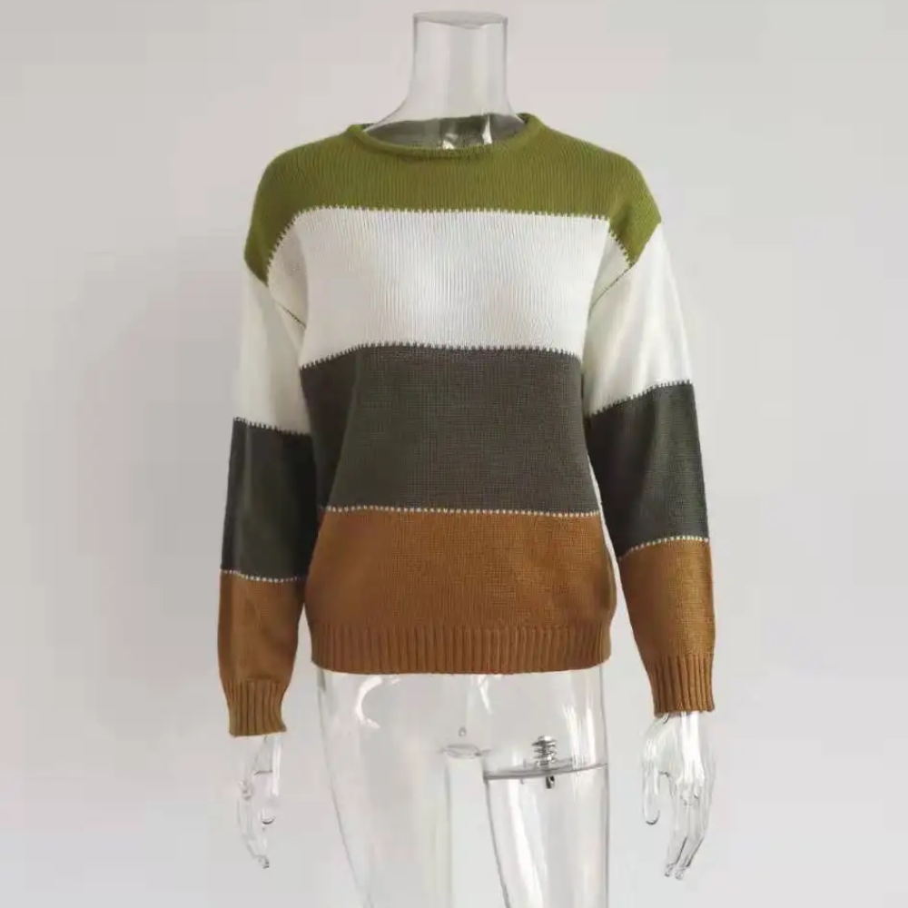 Belezza Knitted Women's Sweater, Colour Block Design