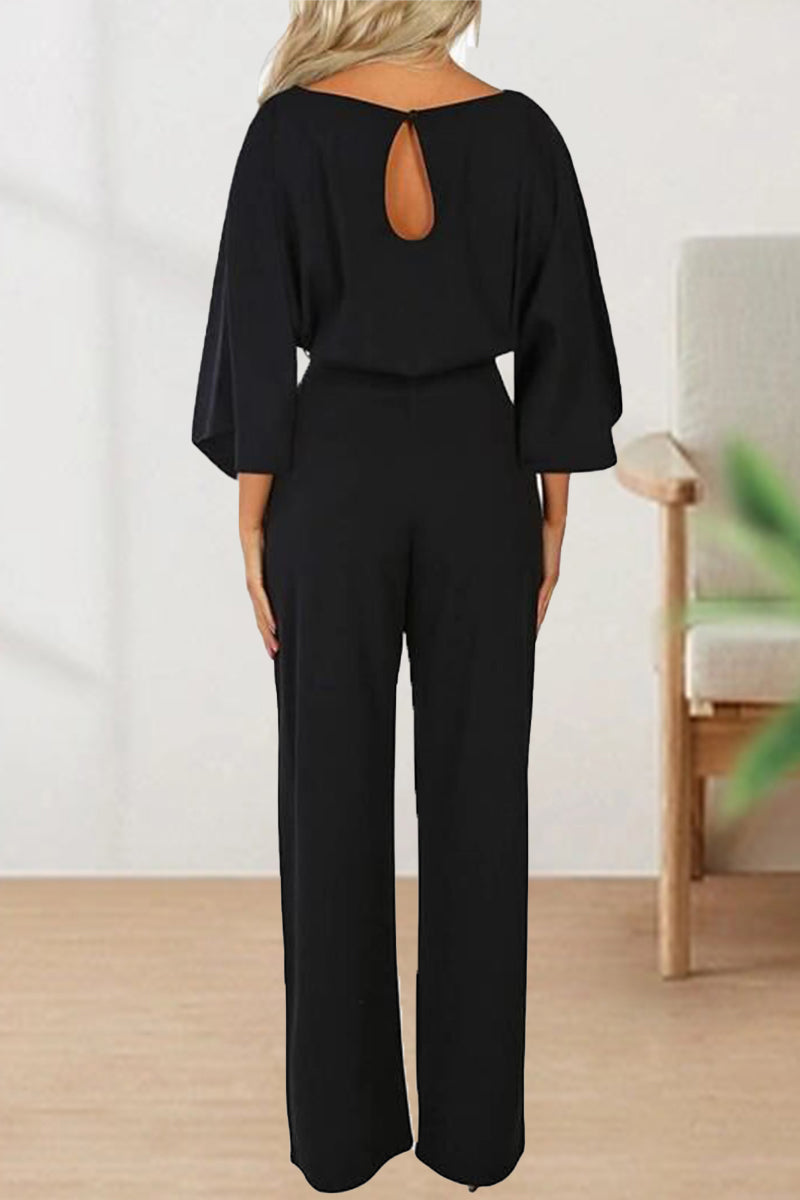 Belezza - casual long sleeve belted jumpsuit