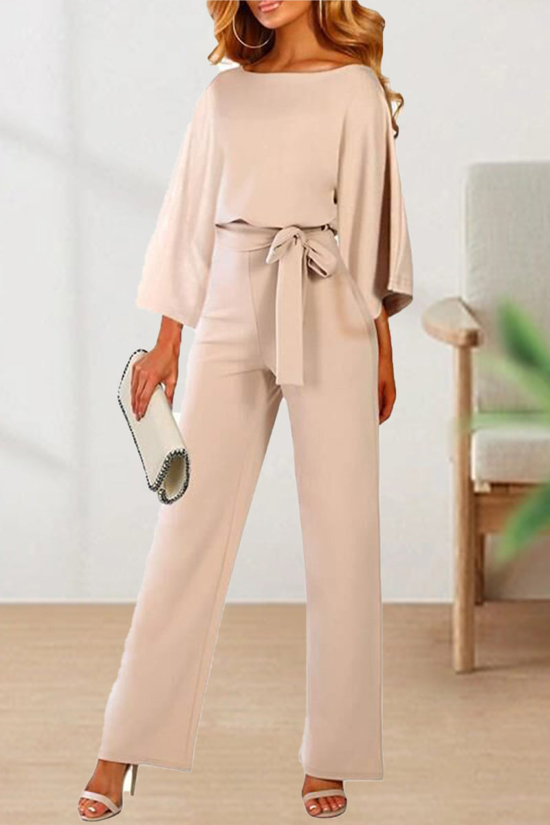 Belezza - casual long sleeve belted jumpsuit