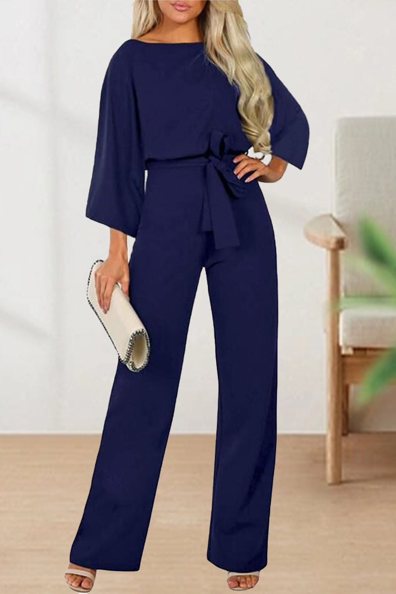 Belezza - casual long sleeve belted jumpsuit