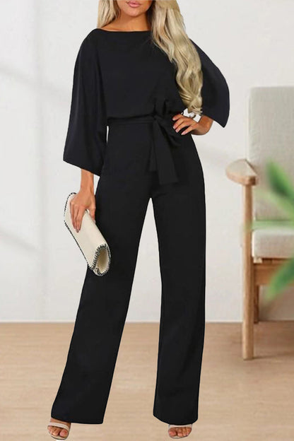 Belezza - casual long sleeve belted jumpsuit