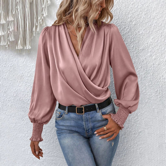 Belezza - Elegant crossover blouse pullover