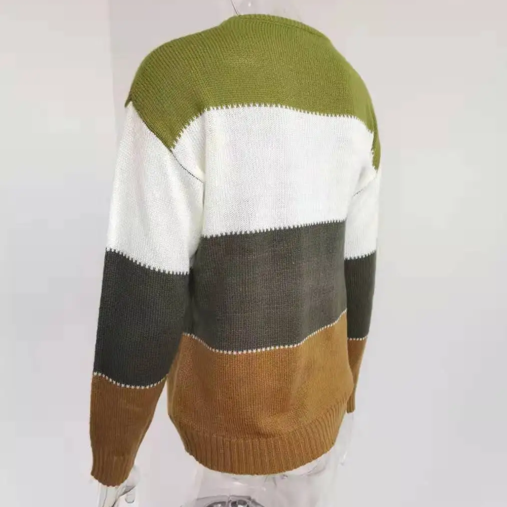 Belezza Knitted Women's Sweater, Colour Block Design