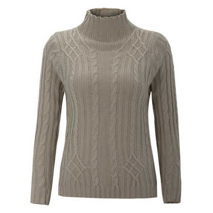 Belezza Sweater | Cable Knit Turtleneck Sweater for Women