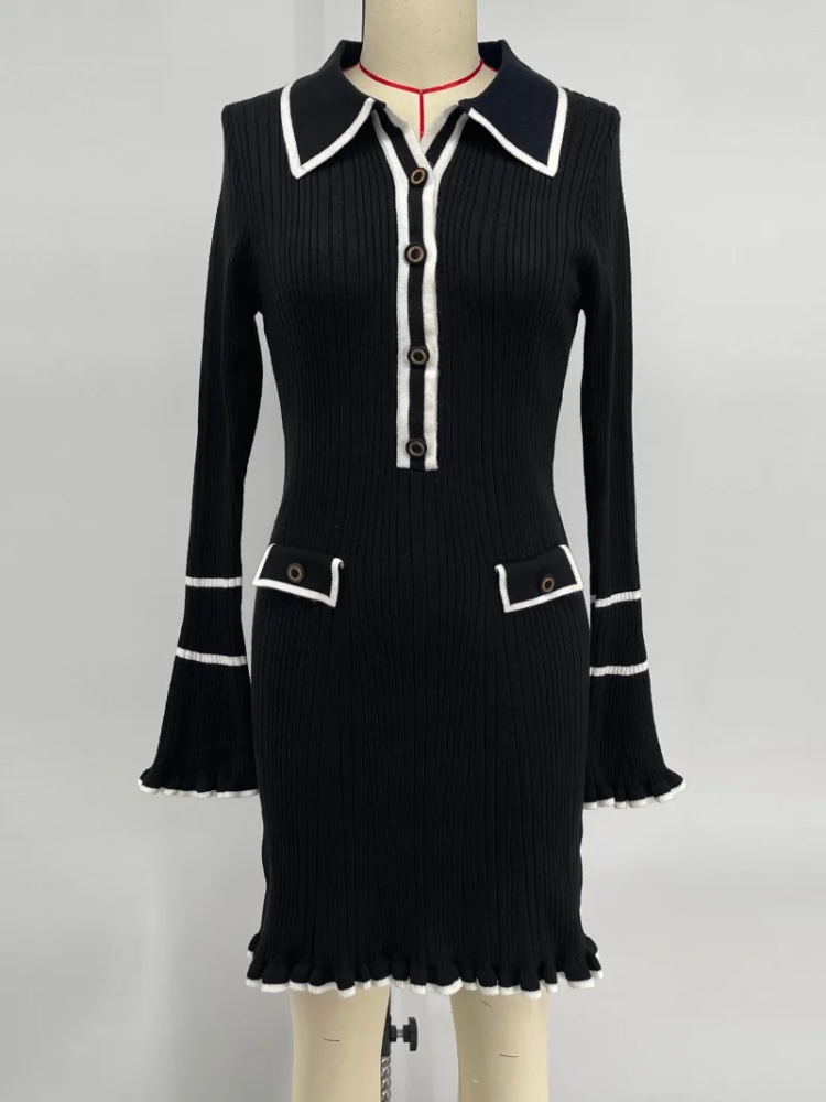 Belezza Dress | Elegant Dress with Trims and Button Details