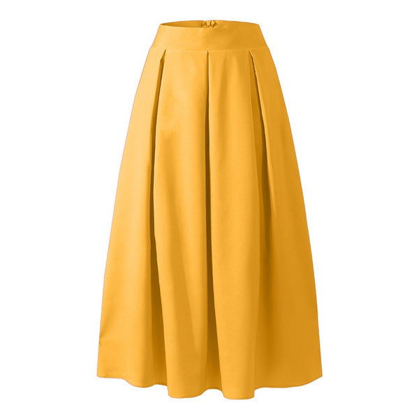 Belezza-coloured pleated skirt with high waist