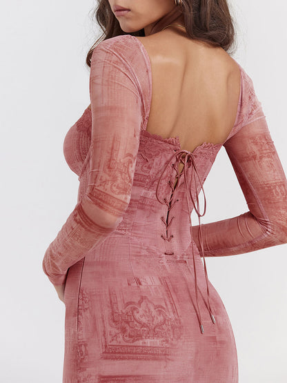 Pink Print Corset Dress