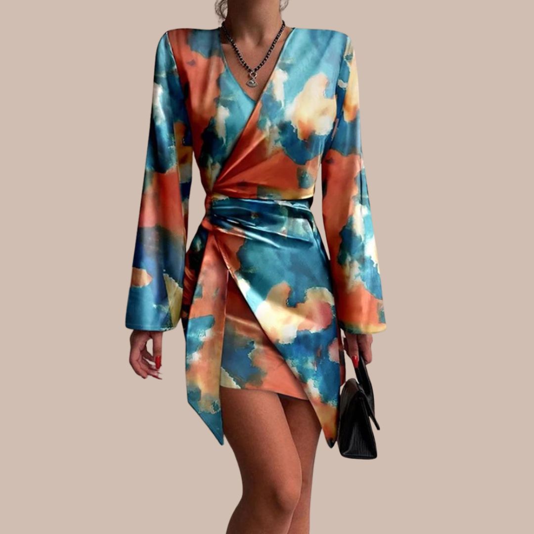 Belezza Wrap Dress With Abstract Marble Print