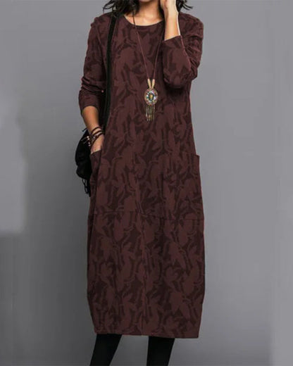 Belezza | Long sleeve pocket dress with print