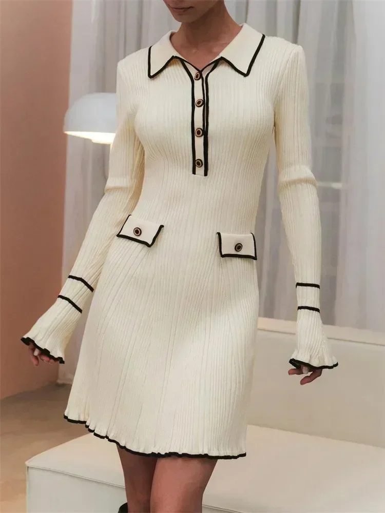 Belezza Dress | Elegant Dress with Trims and Button Details