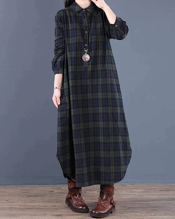 Belezza Lefèvre | Long-Sleeved Plaid Shirt Dress