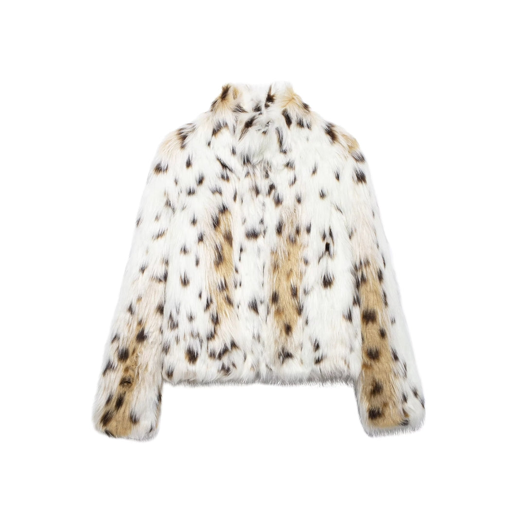 Women's Faux Fur Leopard Coat | Stylish Animal Print Winter Jacket for Casual and Party Wear