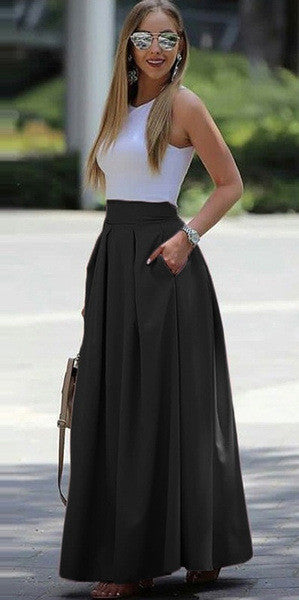 Belezza-coloured pleated skirt with high waist