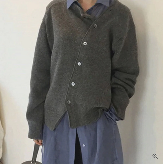 Angelina | Asymmetric Cardigan with Unique Buttons