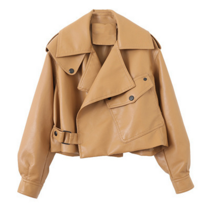 Belezza-length leather coat for women