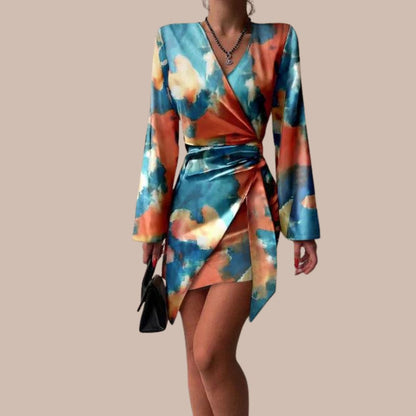 Belezza Wrap Dress With Abstract Marble Print