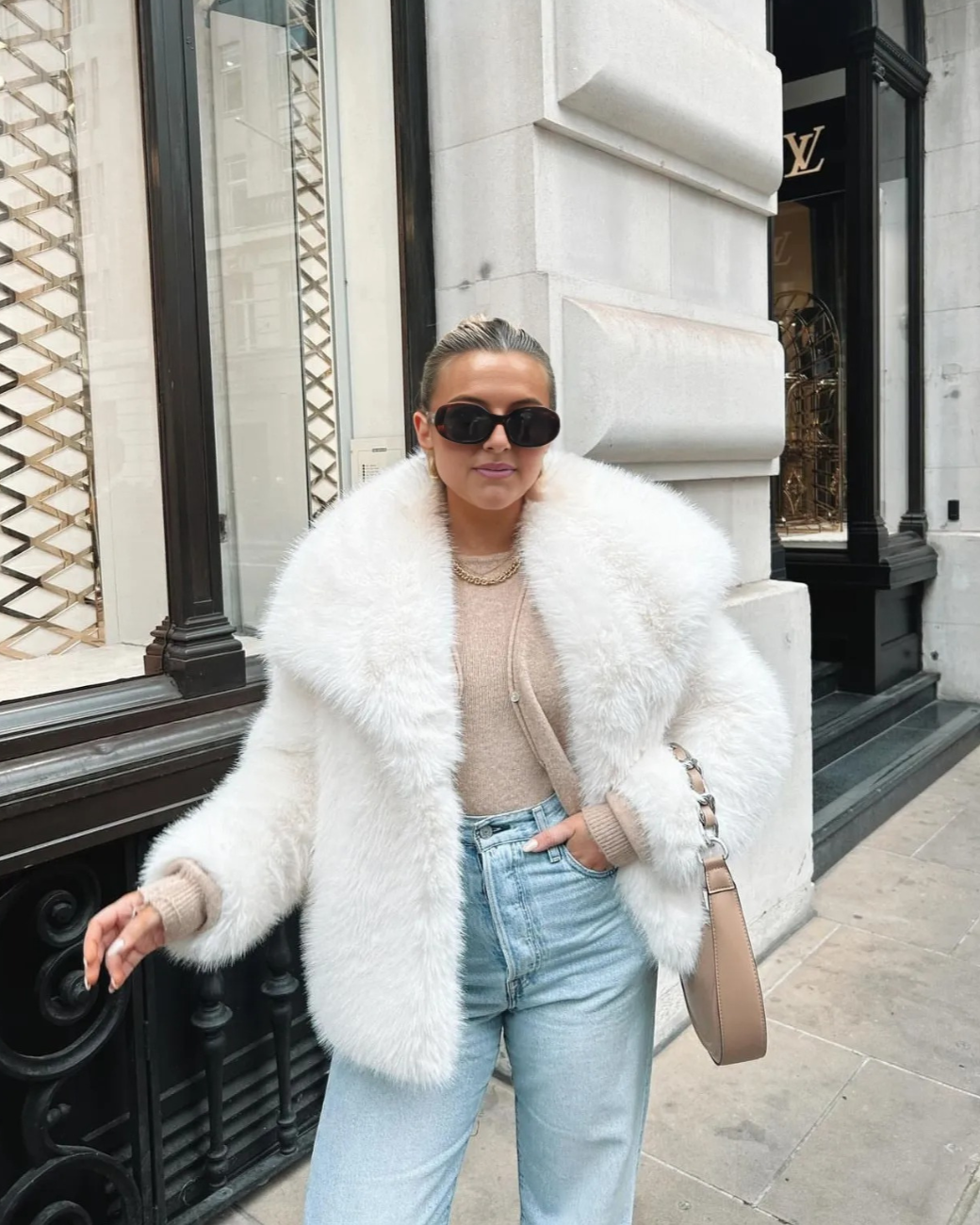 Ladies Luxury Faux Fur Jacket | Soft Fluffy Winter Coat