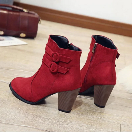 Belezza Ankle Boots | High Heel with Double Straps & Zip