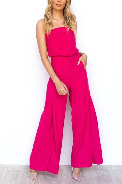 Belezza - Strapless Tube & Wide Leg Pants Set