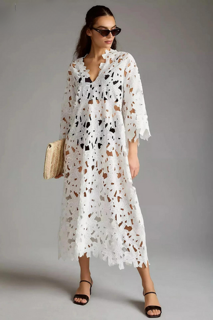 Belezza | Floral Eyelet Cover Up Dress