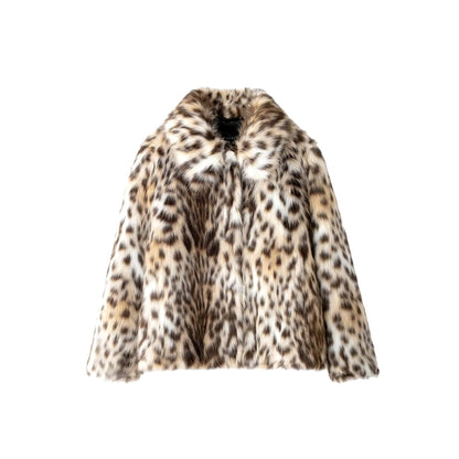 Women's Faux Fur Leopard Coat | Stylish Animal Print Winter Jacket for Casual and Party Wear