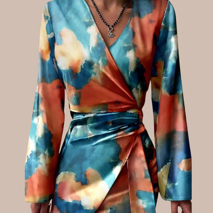 Belezza Wrap Dress With Abstract Marble Print