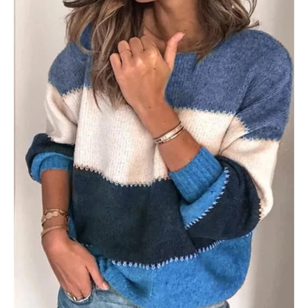 Belezza Knitted Women's Sweater, Colour Block Design