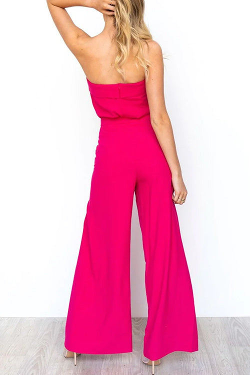 Belezza - Strapless Tube & Wide Leg Pants Set