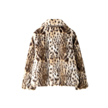 Women's Faux Fur Leopard Coat | Stylish Animal Print Winter Jacket for Casual and Party Wear