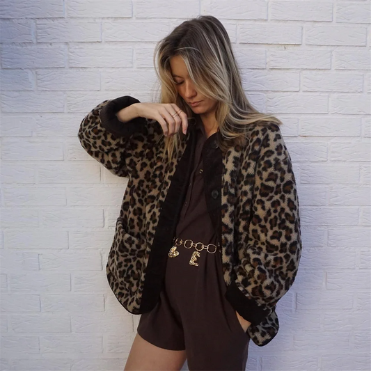 Belezza | Leopard Fleece Jacket – Cozy and Stylish Outerwear for Women