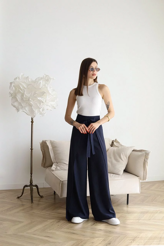 Belezza | Wide Leg Wrap-around Trousers