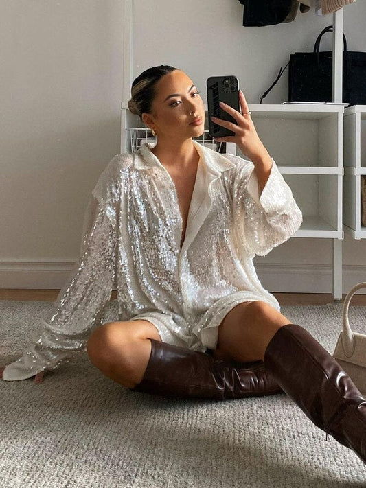 GlitteryDress™: Sparkly Oversized Blouse for Women - Party Ready & Stylish