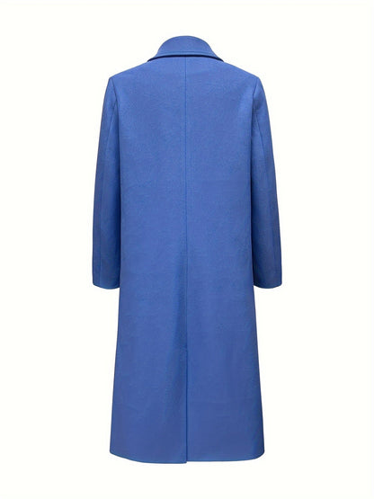 Belezza - Classic Elegant Blue Long-Sleeve Buttoned Coat for Women