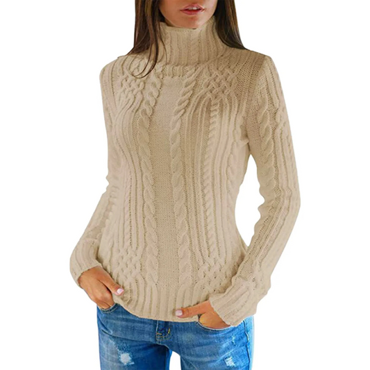 Belezza Sweater | Cable Knit Turtleneck Sweater for Women