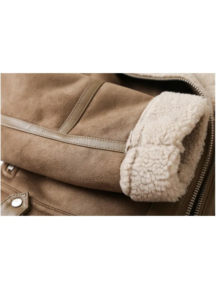 Belezza Vintage Fusion Winter Jacket | Warm & Stylish Suede Coat with Plush Lining