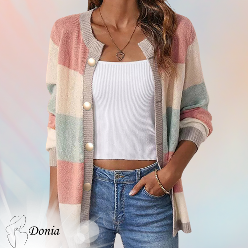 Donia™ - Buttoned Round Neck Cardigan