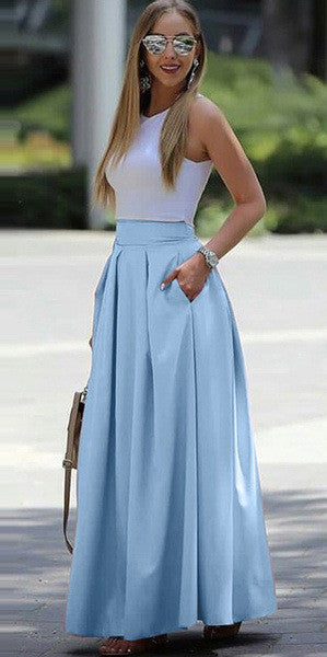 Belezza-coloured pleated skirt with high waist