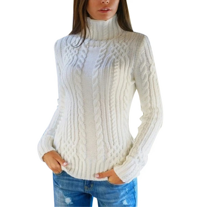 Belezza Sweater | Cable Knit Turtleneck Sweater for Women