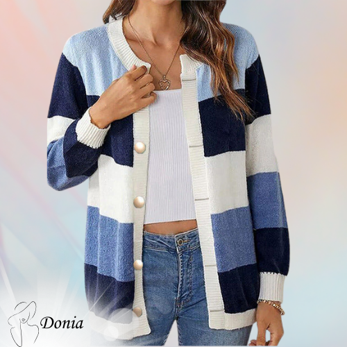 Donia™ - Buttoned Round Neck Cardigan