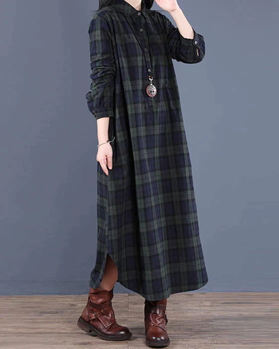 Belezza Lefèvre | Long-Sleeved Plaid Shirt Dress